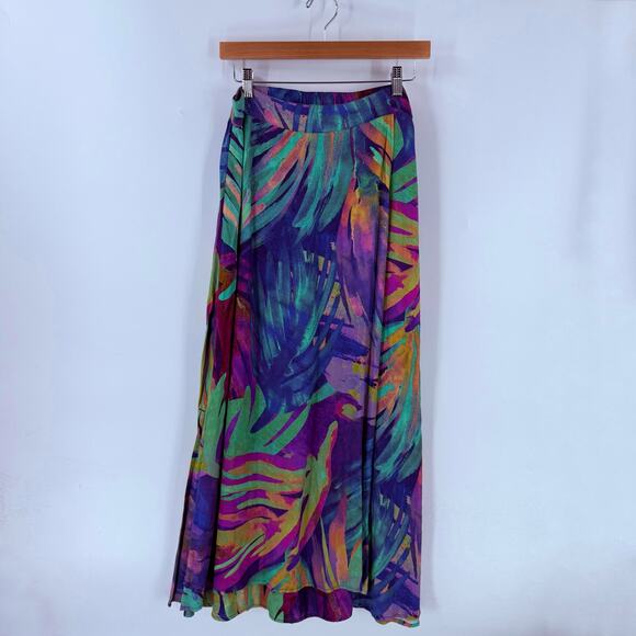 Soft Surroundings Women’s Size M Wrap Skirt Multicolor Tropical Leaf Print Boho - Picture 1 of 11